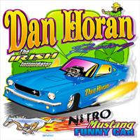 Dan horan funny car artwork, drag racing tshirt art