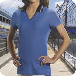 women's racing polo crew shirt, bella, speedzone, short sleeve crew shirt