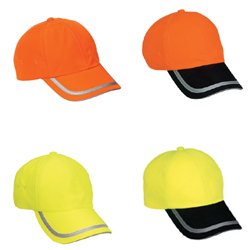 Safety Cap with High Visibility Reflective Stripes in 4 Color Combinations