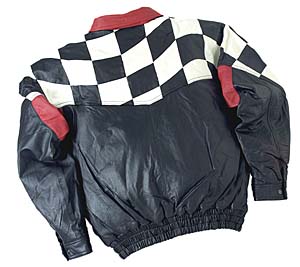 Burk&39s Bay Leather Checkered Racing Jacket style 2040
