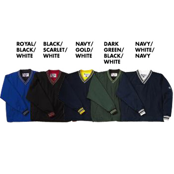 B164 Champion Nylon Striped Trim V-Neck Pullover Jacket.