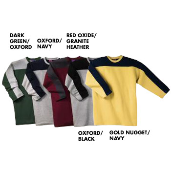 T2301 Champion 100% 3/4 sleeve Contrast Yoke and Sleeve Ringer Football Tee