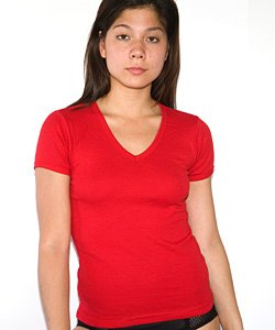 4356 American Apparel Baby Rib Shortsleeve V-Neck