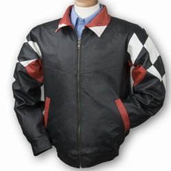 2040 BurksBay Leather Checkered Racing Jacket at Stellar Apparel