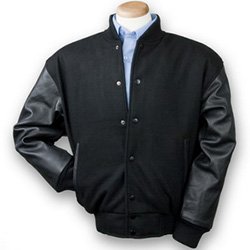 Burk's Bay Black Wool & Leather Varsity style 5000 at Stellar Apparel