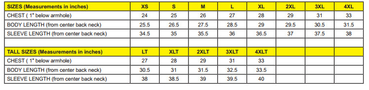 7730 Racing Jacket Size Chart