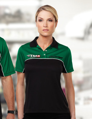 Women's racing pit crew polo shirt at Stellar Apparel